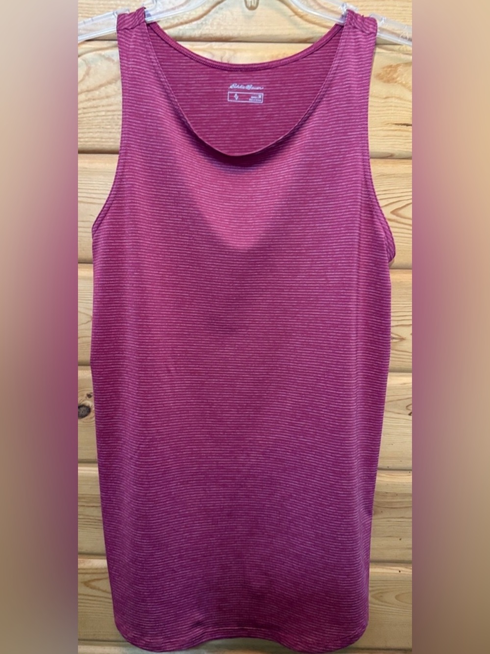 Eddie Bauer Women's Sleeveless Tank Top -Striped Burgundy Medium